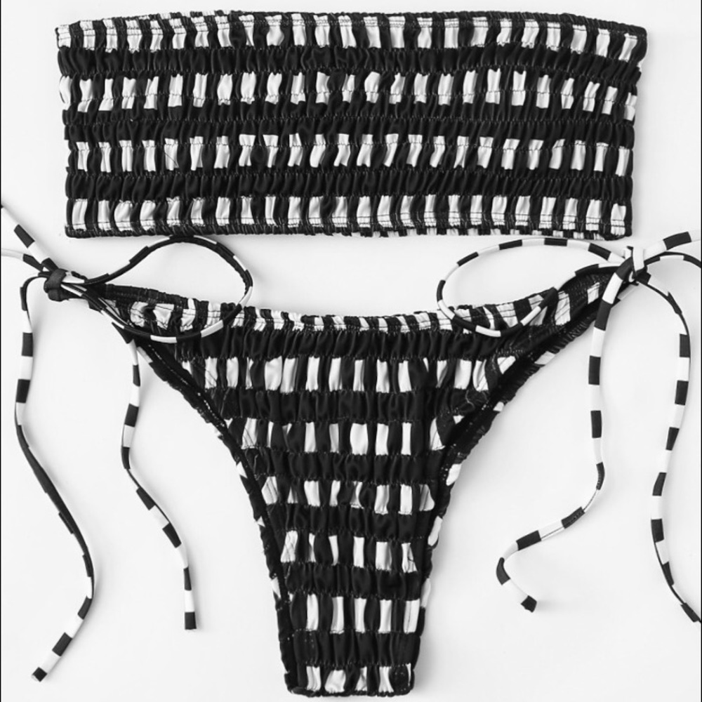 Black & White Bandeau Bikini Set